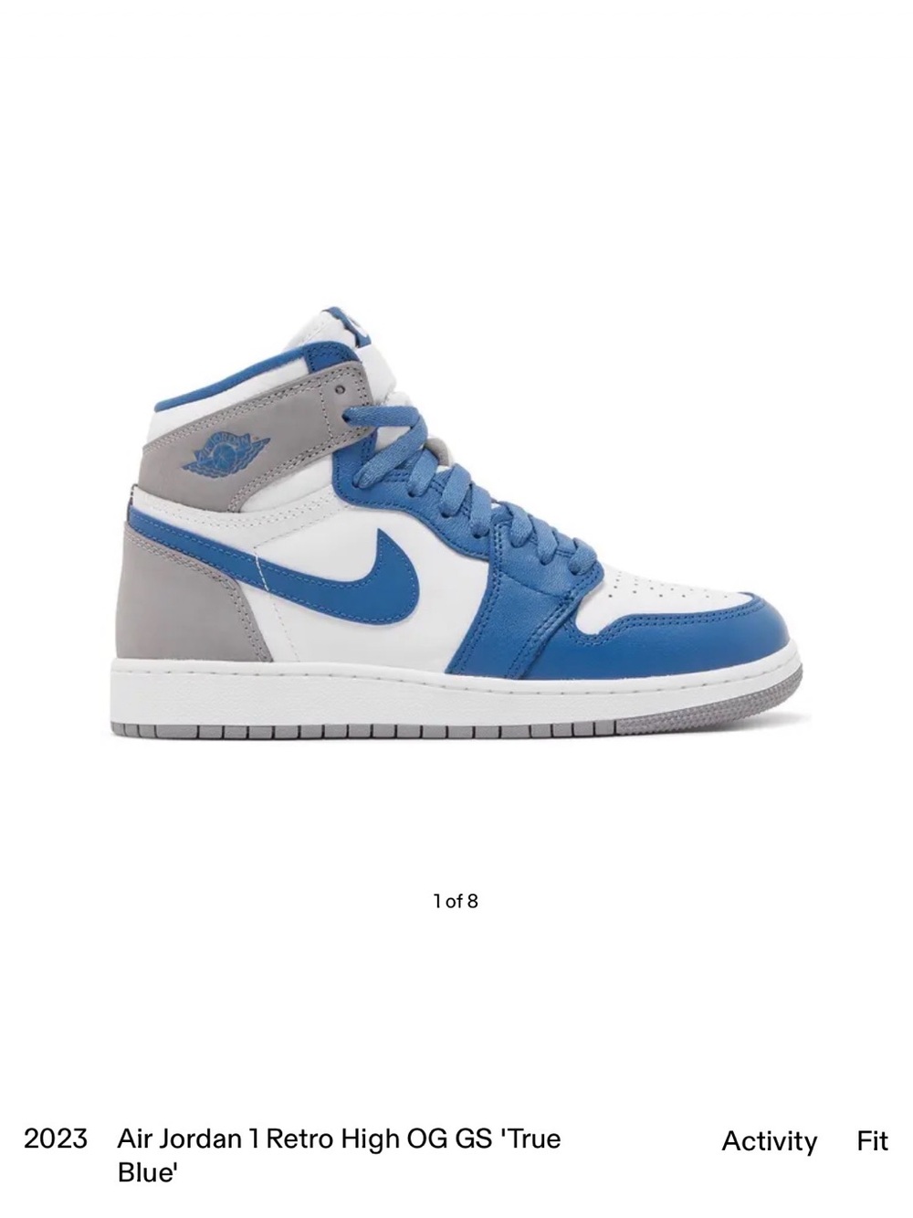 Nike Air Jordan 1 Retro High OG GS - True Blue / White / Gray